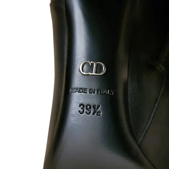 Dior Stellar Black Leather Studded CD Ankle Boots Block Heel MD0516 39.5 9.5 - Picture 4 of 12